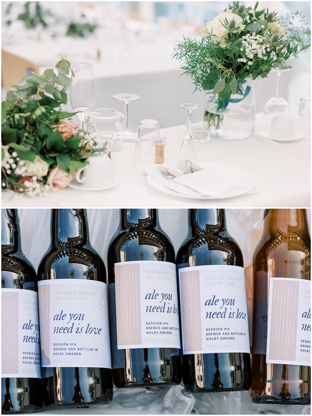 Egenbryggd bröllopsöl och bröllopsdukning