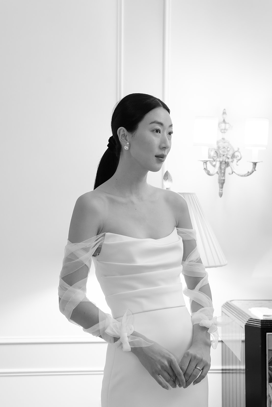 Luxury bridal dress designer Amsale at NYBFW photographed by annalundren.co, wedding dress Boston