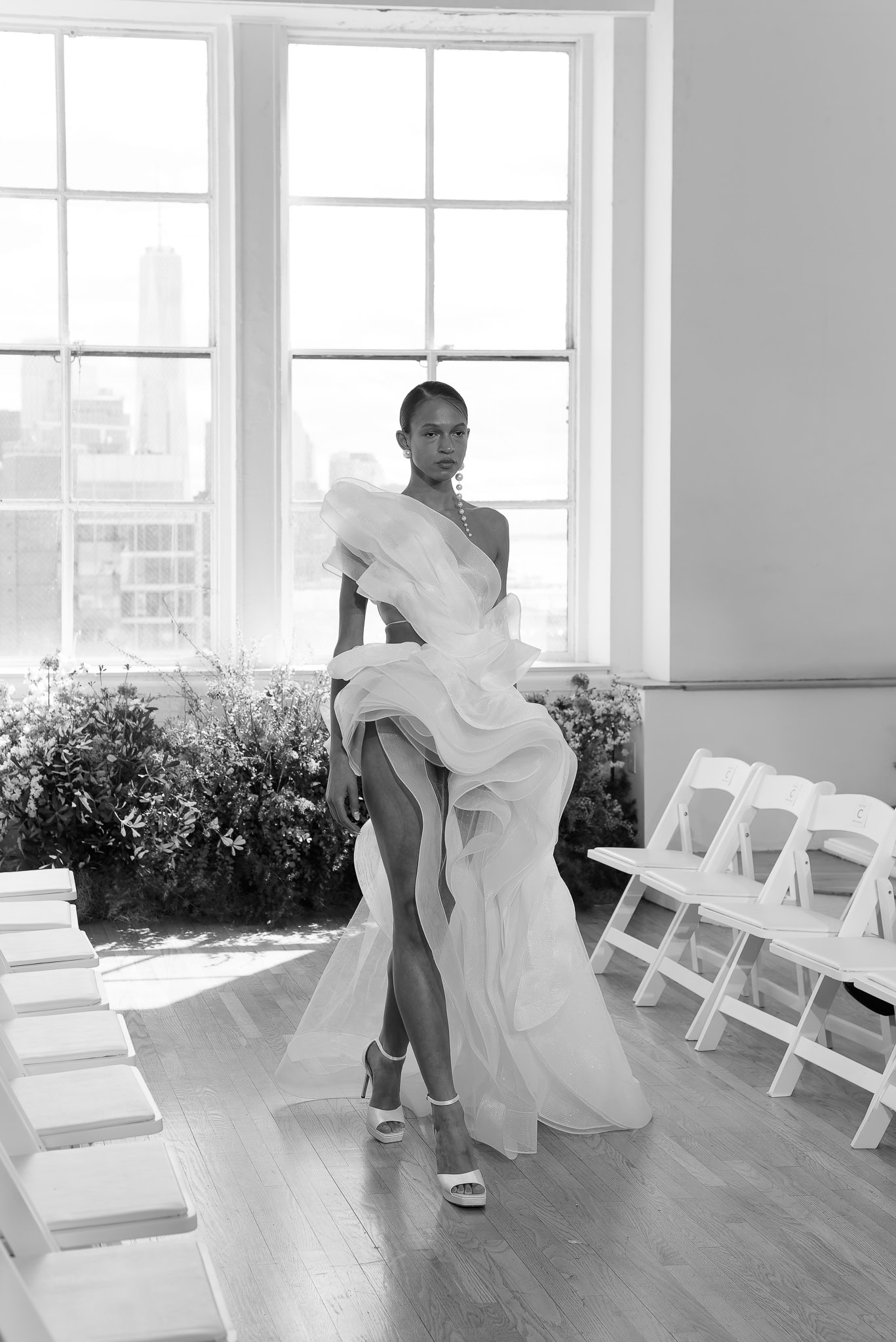Wedding dress designer Bronx and Banco runway show of their bridal collection at NYBFW photographed by annalundren.co