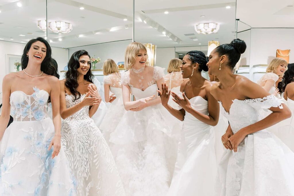 Nardos bridal collection at NYBFW photographed by annalundren.co, wedding dresses Reign, Ella, Adeline, Edith and, Alexandria.