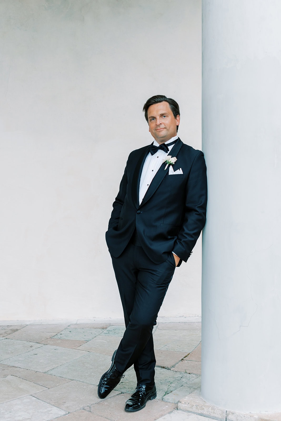 Rosersbergs Castle Hotel wedding inspiration groom in tux, photographed by annalundgren.co