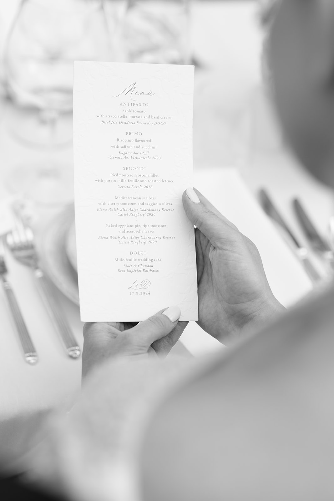 Rosersbergs Castle Hotel wedding inspiration Italian menu, photographed by annalundgren.co