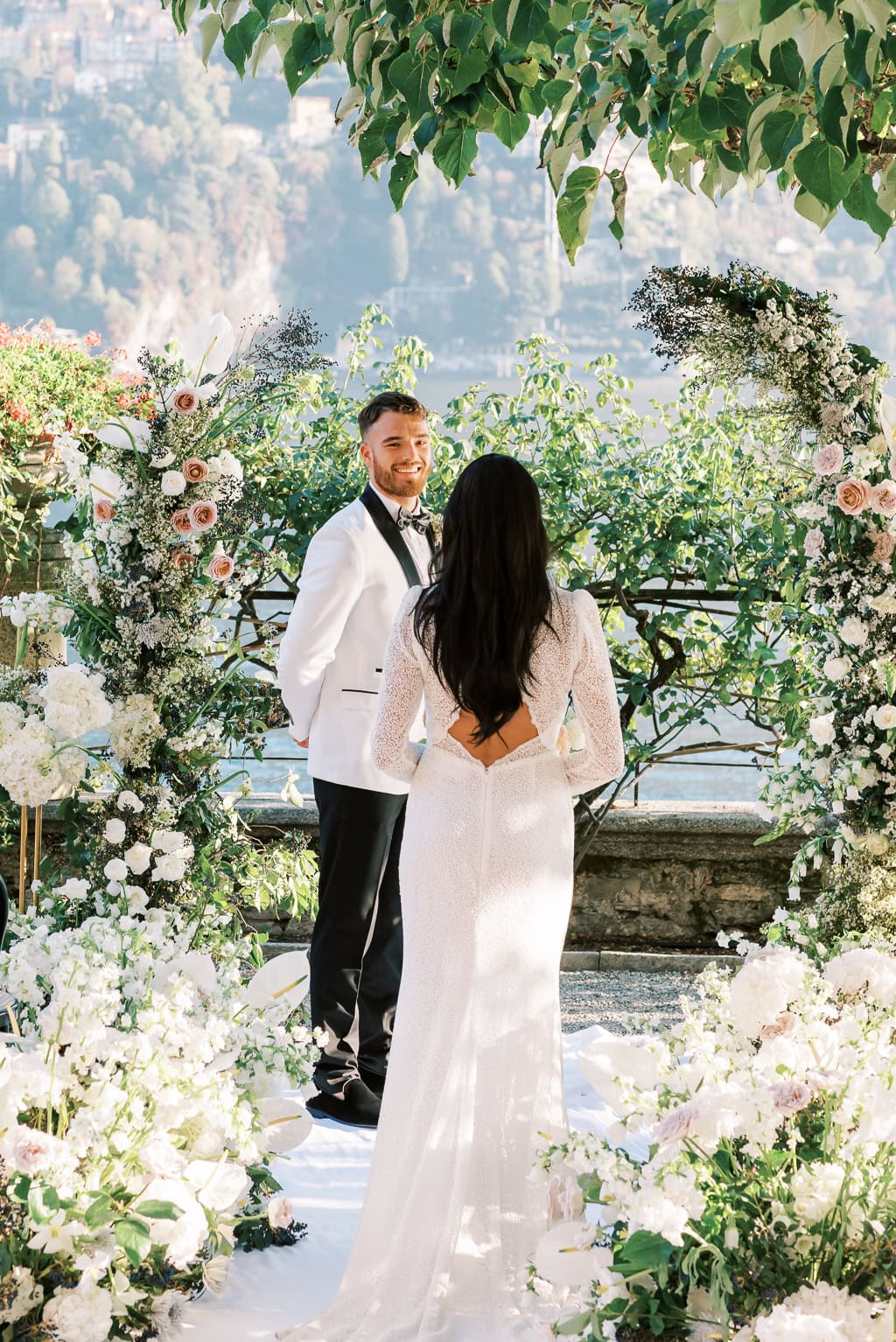 Villa Pizzo wedding ceremony outdoor overlooking Lake Como