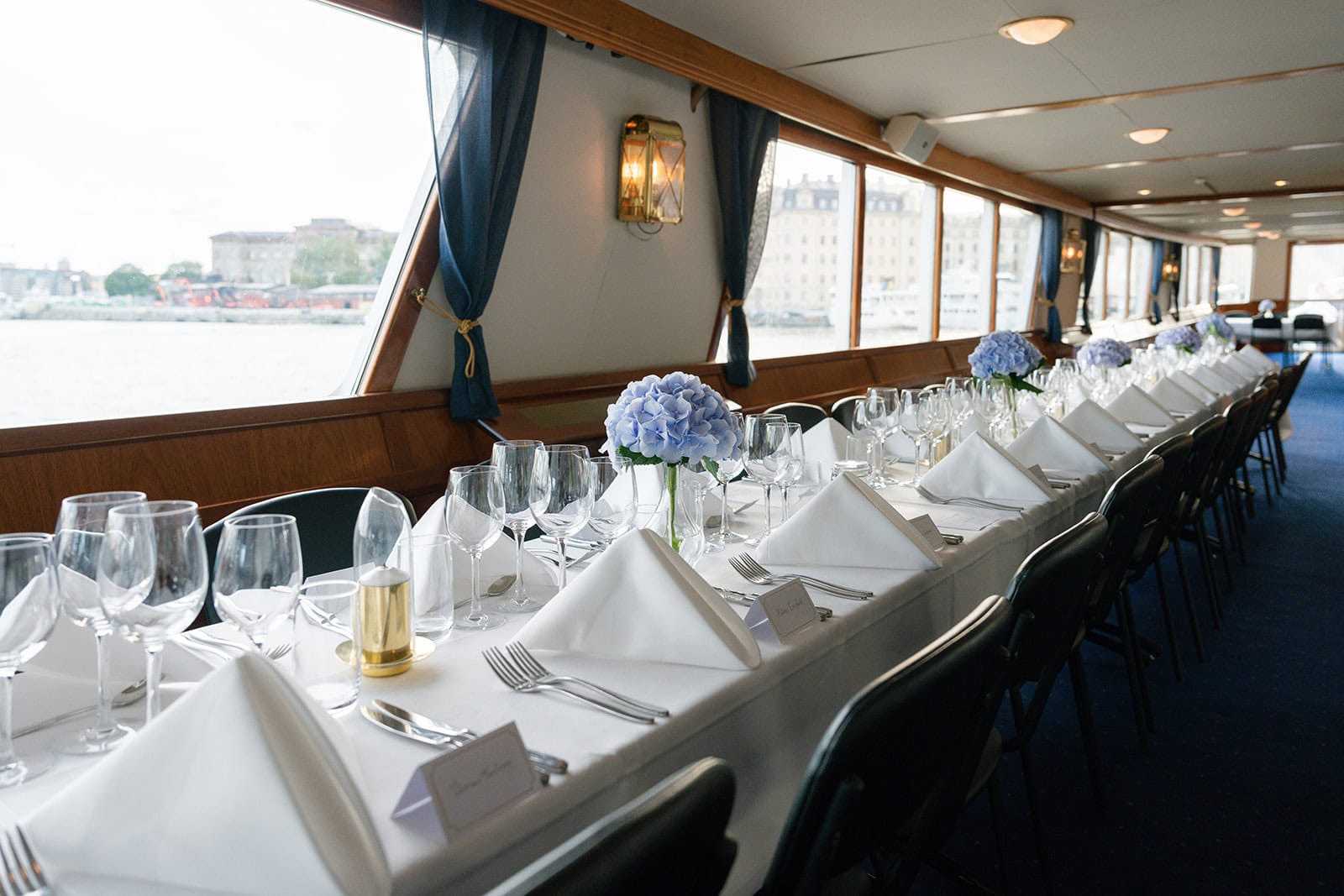 Wedding dinner on a boat in the Stockholm Archipelago
