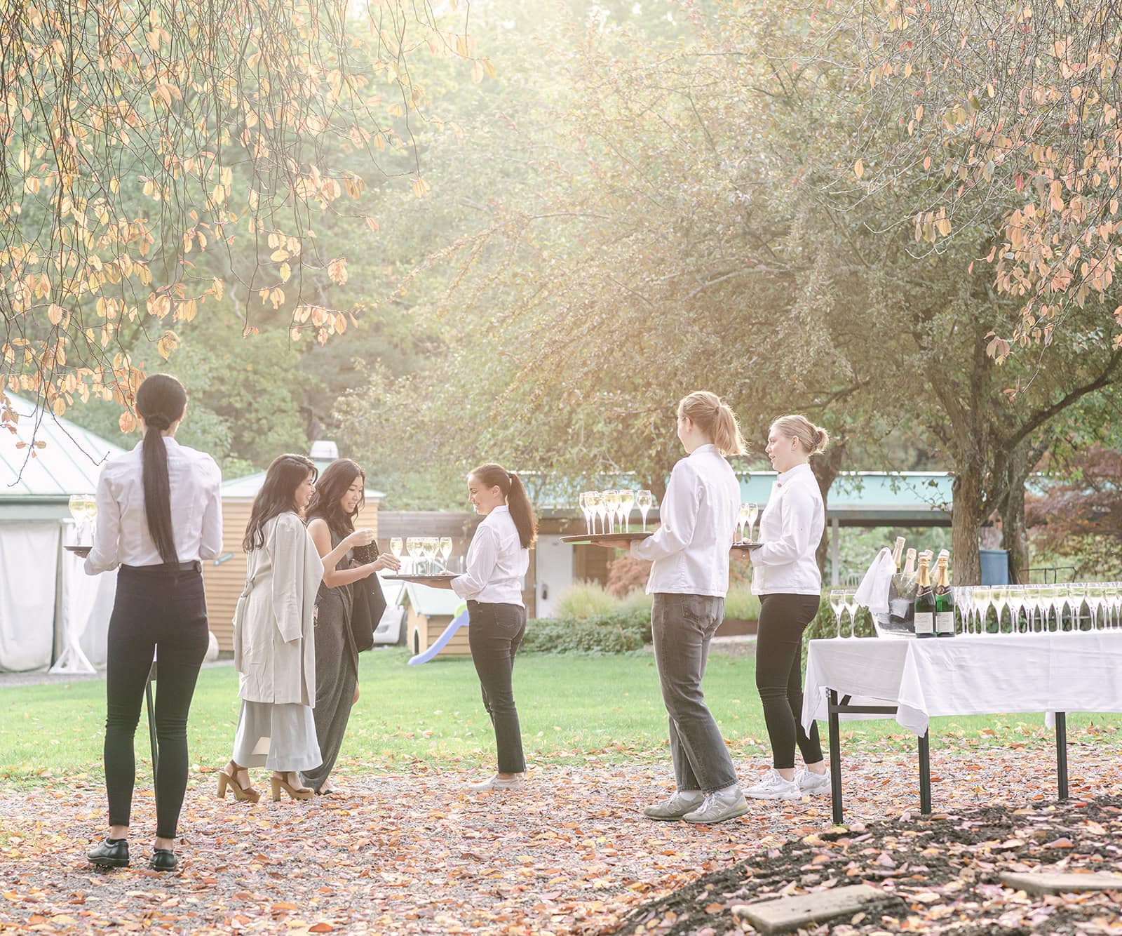 Wedding guests during wedding reception at Rosendals Wardshus in Stockholm